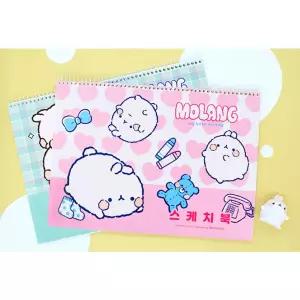 몰랑 오래쓰는 스케치북 두꺼운 랜덤 1개 캐릭터 초등학교 어린이 신학기 미술 준비물 그린 핑크