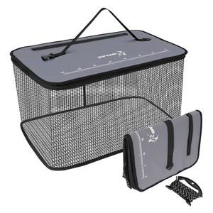 산라이크 플로팅 낚시 바구니 접이식 그물 케이지, 살아있는 물고기를 위한 고무 코팅 미니어스 미끼 버킷 트랩, 24L / 40L 59L 블랙 그레이