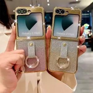 유니커블 갤럭시 Z플립 6 5 4 3 글리터 큐빅 링 스트랩 케이스
