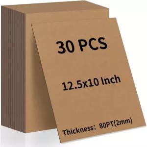 회색 코어가 있는 Wtrgas 30장 10 x 12.5 브라운 칩보드 책 표지 스크랩북 사진 백업 및 공예 프로젝트용
