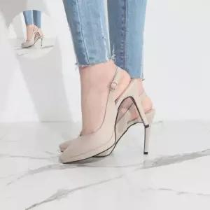 슬림 가보시굽 슬링백힐 스틸레토 베이직 미들힐