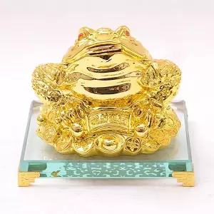 사각 유리 황금 두꺼비 인테리어 테이블 장식 소품