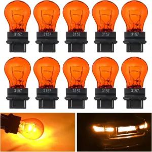 Wevdn 10PCS 자동차 브레이크 전구 3157 방수 마이크로 쿼츠 유리 이중 와이어 교체 12V 21/5W 차량 360