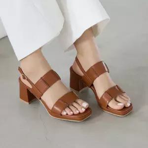 소가죽 다틴 스퀘어토 가보시 슬링백 샌들 7cm