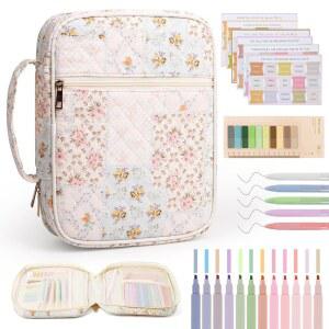 손잡이가 달린 대형 퀼트 성경 휴대용 가방 여성용 코우디 커버 케이스 공부 용품 및 액세서리 기독교