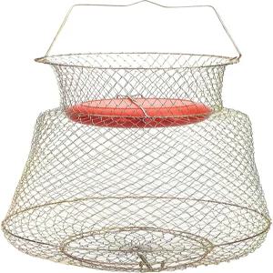 코드리 플로팅 아연 도금 강철 와이어 물고기 바구니 접이식 낚시 휴대용 그물 견고하고 사용하기 쉽습니다