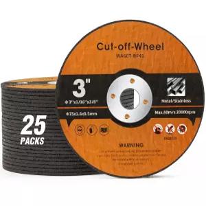 25 PCS 3인치 컷오프 휠 금속 및 스테인리스 스틸 3 x1/16 x3/8 디스크 다이 그라인더 앵글 공기 공구에