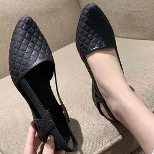 체크패턴 젤리 웨지힐 슈즈 경량 뾰족코 캐주얼 신발 wJN9+1bae