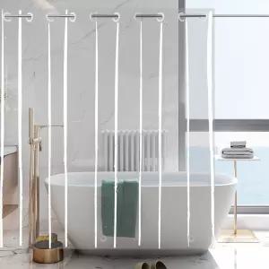 RFSCHOZ 노 훅 클리어 샤워 커튼 라이너 PEVA 플라스틱 방수 헤비 듀티 욕실 후크 프리 투명 72x74 인치