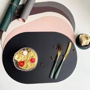 라운딩 가죽 방수 식탁매트 테이블보 유럽식탁매트 실리콘매트 테이블덮개 테이블커버