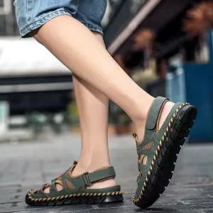 여름 캐주얼 가죽 비치화 메쉬 통기성 샌들 남성패션 메시 리얼 쿨링 수제화 DL2