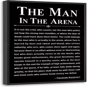 하우위 오피스 월 아트 영감 장식 경기장의 남자 액자 12 x16 동기 부여 긍정적 인용문 프린트 캔버스 데코