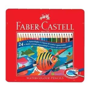 [셀러에이드]파버카스텔 수채색연필 24색 틴케이스 115930 미술용품 빨강케이스