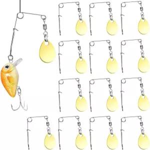 Sumind 40피스 낚시 스피너 블레이드 미끼 매끄러운 스푼 리그 액세서리 골드