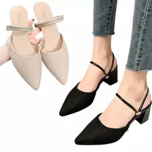 타입 여성 슬링백6.5센치 스트랩라인 미들힐 뮬 끈샌들 2색 [m9B5D4F]