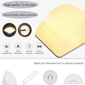 3D 접이식 책 조명, USB 충전식 무드등, 침대 옆 독서 및 크리스마스 선물 장식을 위한 3색 자석 램프