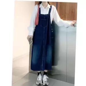 여름원피스 여성 여름 쓰리포켓 루즈핏 데님 멜빵 청 원피스 치마