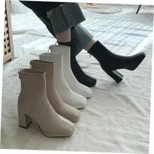 캐주얼워커 스퀘어부츠 가보시굽 여성롱부츠 앵클부츠 8.5cm굽