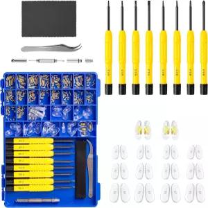 골드 스크류가 포함된 마그네틱 안경 수리 키트 업그레이드된 올인원 정밀 드라이버 세트 코 패드
