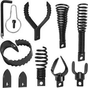 9 PCS 배수 뱀 드릴 부착물 청소기 결합 커터 헤드 청소용 루트 50피트100피트 AC 사용 5/16인치에서