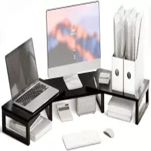 TEAMIX 책상 정리함 듀얼 모니터 스탠드 라이저 조절 가능한 컴퓨터 45.5인치 롱 데스크톱 선반 사무실