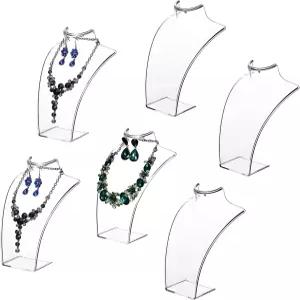 마이기프트 아크릴 목걸이 홀더 주얼리 디스플레이 세트 6개 소매업체 흉상 및 귀걸이 프리미엄 클리어