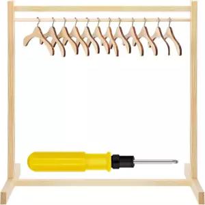 12개의 나무 애완동물 옷걸이가 있는 Estune 드레스업 보관 작은 옷장 옷 정리 액세서리 인형 고양이와