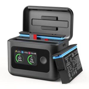 INSTA360 X5용 케이스 전원 스크린 LED 액세서리용 USB X5 고속 양방향 허브를 충전 공급 갖춘 2배터리 듀얼 충전기 충전 배터리 채널 스마트