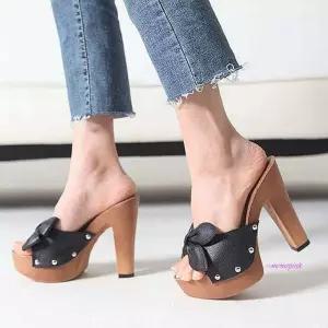 국산 리본 뮬슬리퍼 장식 킬힐 가보시ssu124