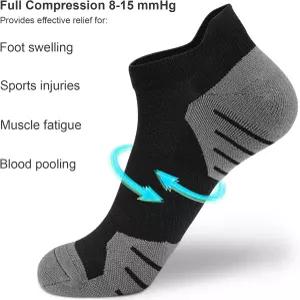 여성용 발목 압박 양말 6켤레 아치 지지대가 있는 쿠션 러닝 로우 컷 타겟