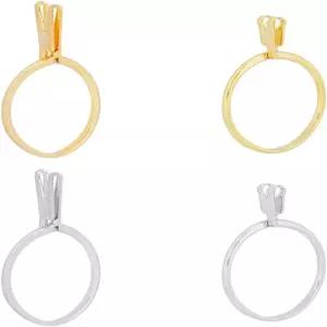 디코스메틱 4Pcs 2사이즈 웨딩 링 시착 도구 루즈 스톤 홀더 다이아몬드 프롱 클로 합금 게이지 측정