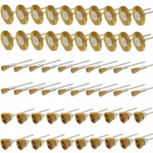 PHYHO 황동 와이어 브러시 컵 휠 폴란드 청소 키트 연마 부착 다이 그라인더 회전 도구 액세서리 3MM