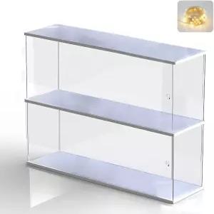 미니 펀코 팝을 위한 투명 아크릴 디스플레이 선반 케이스 POP MART 더블 데크 라이저를 나무 스탠드 2단계