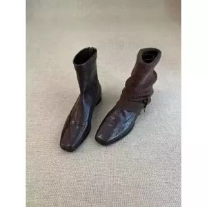 슬송렉샵 빈티지 여성 키작녀 워커힐 소가죽 버전 앵클 부츠 슬림핏 뒷지퍼 오피스룩통굽 스판 슬림 워커 꾹5