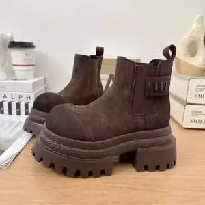 슬송렉샵 여성 키작녀 워커힐 스크럽 슬림핏 송편 통굽 워커 키높이 부츠 꾹5