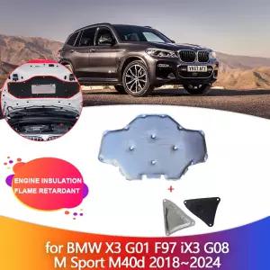 호환   X3 G01 F97 iX3 G08 M 스포츠 M40d 20182024용 엔진 단열 매트 후드 열 방음 코튼 패드 방음 커버