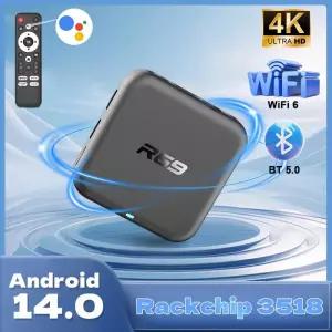 셋톱박스 Janmifly R69-1 Rockchip RK3518 WIFI 6 음성 리모컨 안드로이드 14 OS 8GB 16GB 32GB 4K BT50 미