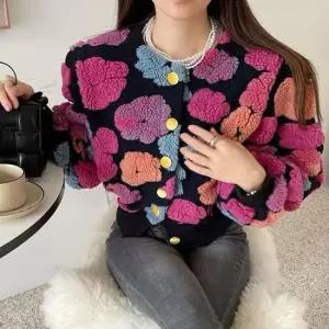 양털점퍼 플라워 미니점퍼 숏가디건 F007429_로맨틱