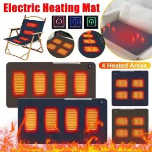 의자히터 엉뜨 겨울용 USB 발열 패드 가정용 열 매트 4개 구역 캠핑 의자용 쿠션 실내외 낚시용 온열
