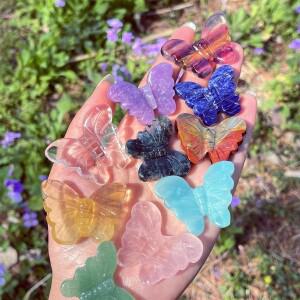 1개 천연 수공예 혼합 석영 나비 조각품, 홈 데코, 광물 표본, DIY 프로젝트, 독특한 선물 아이디어