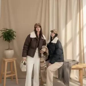 [다잇템] 여성 숏무스탕 폴라넥 페이크퍼 패딩자켓