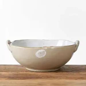 이천도자기 미색꽃 넓은 찜기 그릇 소 16cm