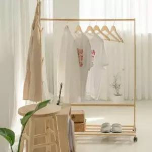 [생활] 달린 행거 수납 이동형 원목 바퀴 선반 옷걸이 의류