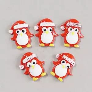데코장식(크리스마스 모자쓴빨강펭귄) (100개 묶음) 방꾸미기 소형