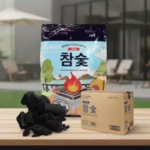 [콩심팥심]캠핑용 참숯 흑탄 20개입 600g 2~3인용 바비큐 구이용 숯 세트 비장탄