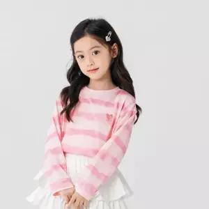 캐주얼룩 자수 여아 스트라이프티 샤이닝핑크 상하복코디 봄옷 등원룩 [mFLW