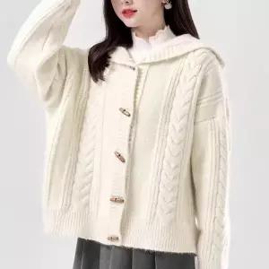 [센트럴몰]트렌디 가디건 후드 꽈배기 단추 떡볶이 2컬러