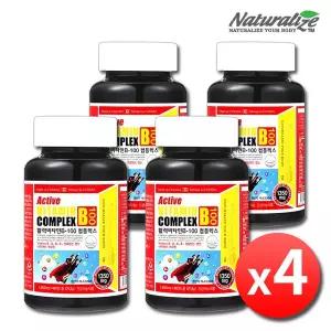 네추럴라이즈 활력 비타민B 100 컴플렉스 4병 12개월분 고함량 B100 비타민B군 비군 B1 B2 B3 B5 B6 B9 B12