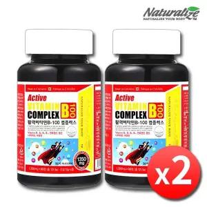 네추럴라이즈 활력 비타민B 100 컴플렉스 2병 6개월분 고함량 B100 비타민B군 비군 B1 B2 B3 B5 B6 B9 B12