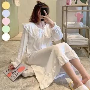 왕카라 공주 원피스 잠옷 편한 홈웨어 레이스 리본 (HSJ-WBC5E86)